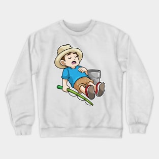 Angler with Fishing rod & Bucket Crewneck Sweatshirt